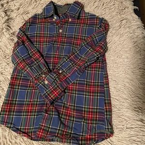 Plaid button down collared shirt